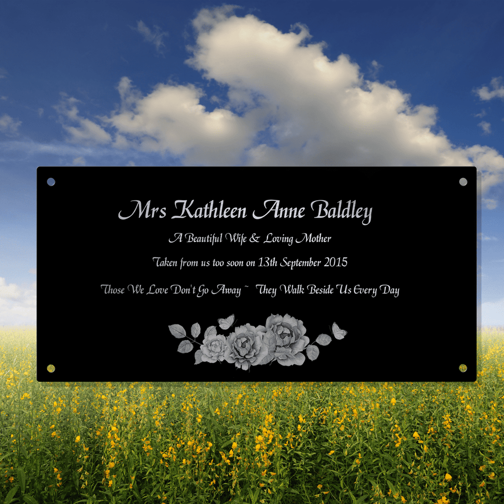 Beautiful Stove Enamel Aluminium Memorial Plaques - Laser Engraved