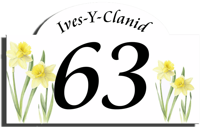 Daffodil Designer Bridge House Number Plaque ~ Aluminium - Uk House signs - Office signs - House Sign