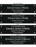Memorial Plaque 01- Stove Enamel Exterior Plaques - 12" X 6" - Uk House signs - Office signs - memorial plaque