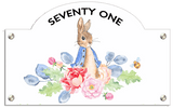 Peter Rabbit Designer Bridge House Number Plaque ~ Aluminium - Uk House signs - Office signs - House Sign