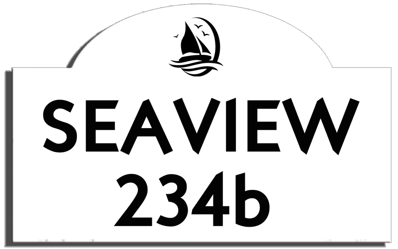Sea View Designer Bridge House Number Plaque - Uk House signs - Office signs - House Sign