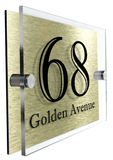 Aztec, gold designer acrylic house number sign