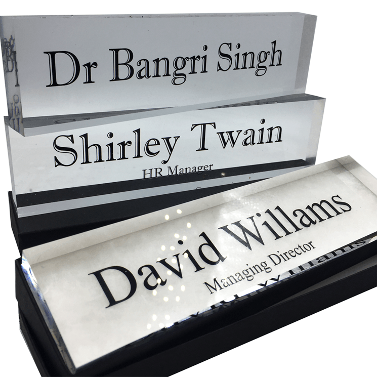 Personalised Acrylic Desk Name Block - Uk House signs - Office signs - Acrylic Signs